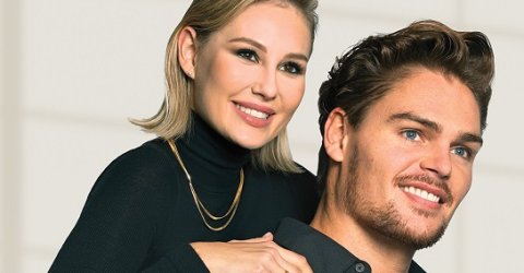 blond girl on guys back for haircut photoshoot