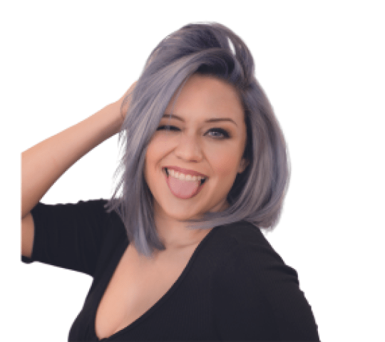 Model with short gray hair