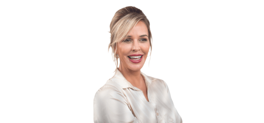 Model with short blonde hair