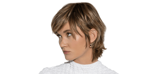 Blonde model with short hair